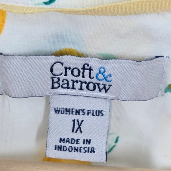 Croft and Barrow White Lemon Button Down Roll Tab Long Sleeved Shirt Size 1x - Picture 11 of 15